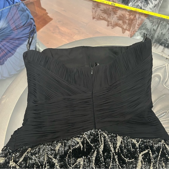 💎Avanti Elegant Black & Silver Women's cocktail dress Size 8 Strapless silk NWOT - Picture 7 of 13